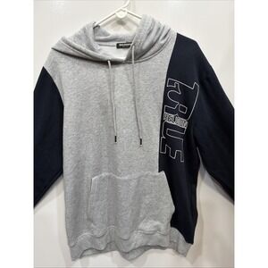 True Religion Men's Long Sleeve Colorblock Hoodie Size Large Heather gray / navy